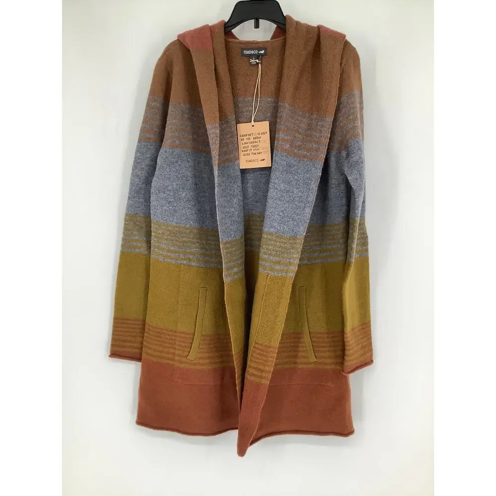 Toad&Co Women's Small Coyote Ombre Merino Wool Heartfelt Hoodie Cardigan HR7-40 - Picture 3 of 8